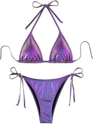 SOLY HUX Women's Metallic Halter Bikini